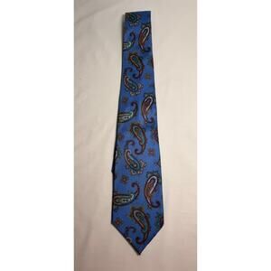 Vintage John Wanamaker Blue Paisley Silk Tie – 100% Seta Silk Good Condition